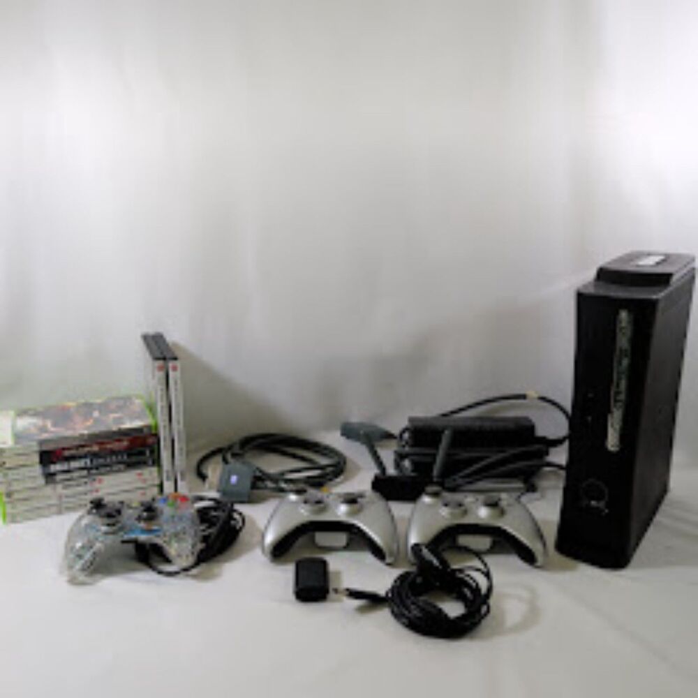 Microsoft Xbox 360 S 120GB Console Bundle Kinect 2 Wireless 1 Wired 9 Games